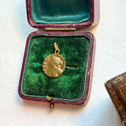 Antique Art Nouveau gold diamond pendant