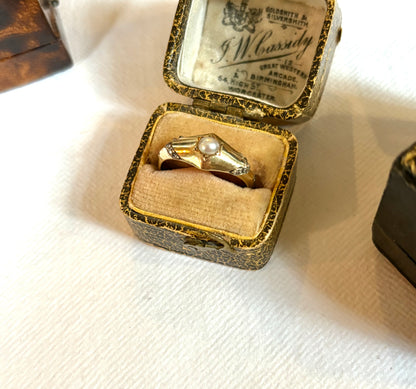 Early 20th century split pearl & rose-cut diamond ring