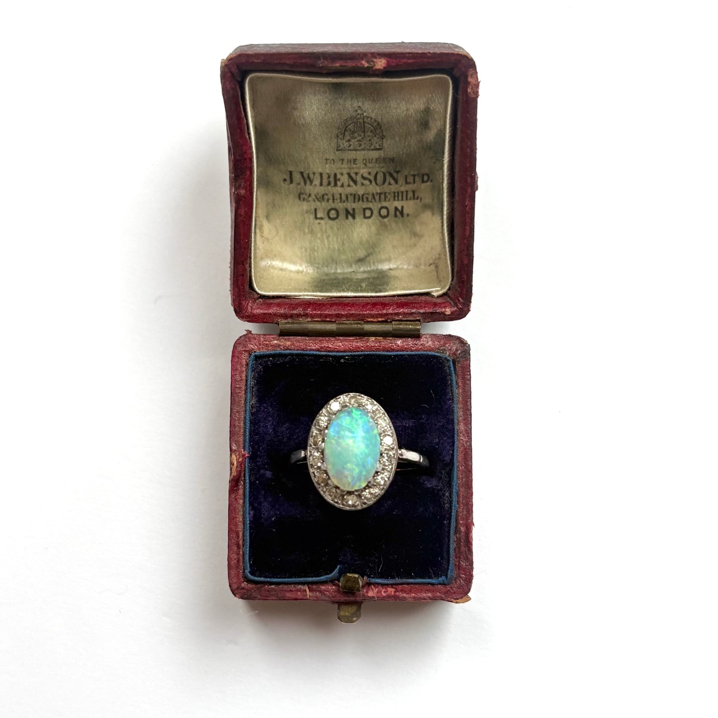 Mid 20th century opal and diamond cluster ring