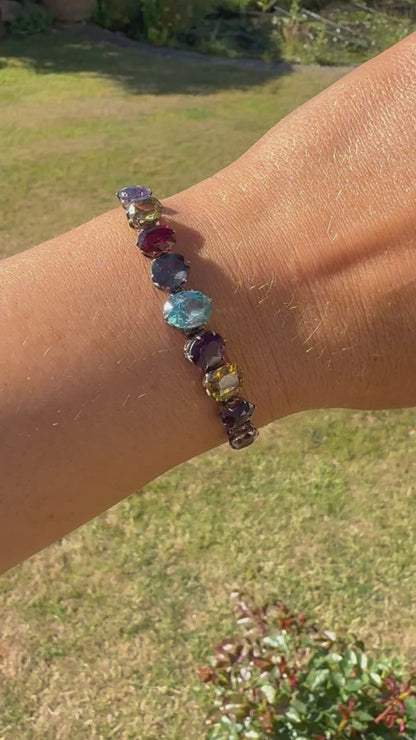 Vintage mid 20th century ‘harlequin’ style gem-set bracelet