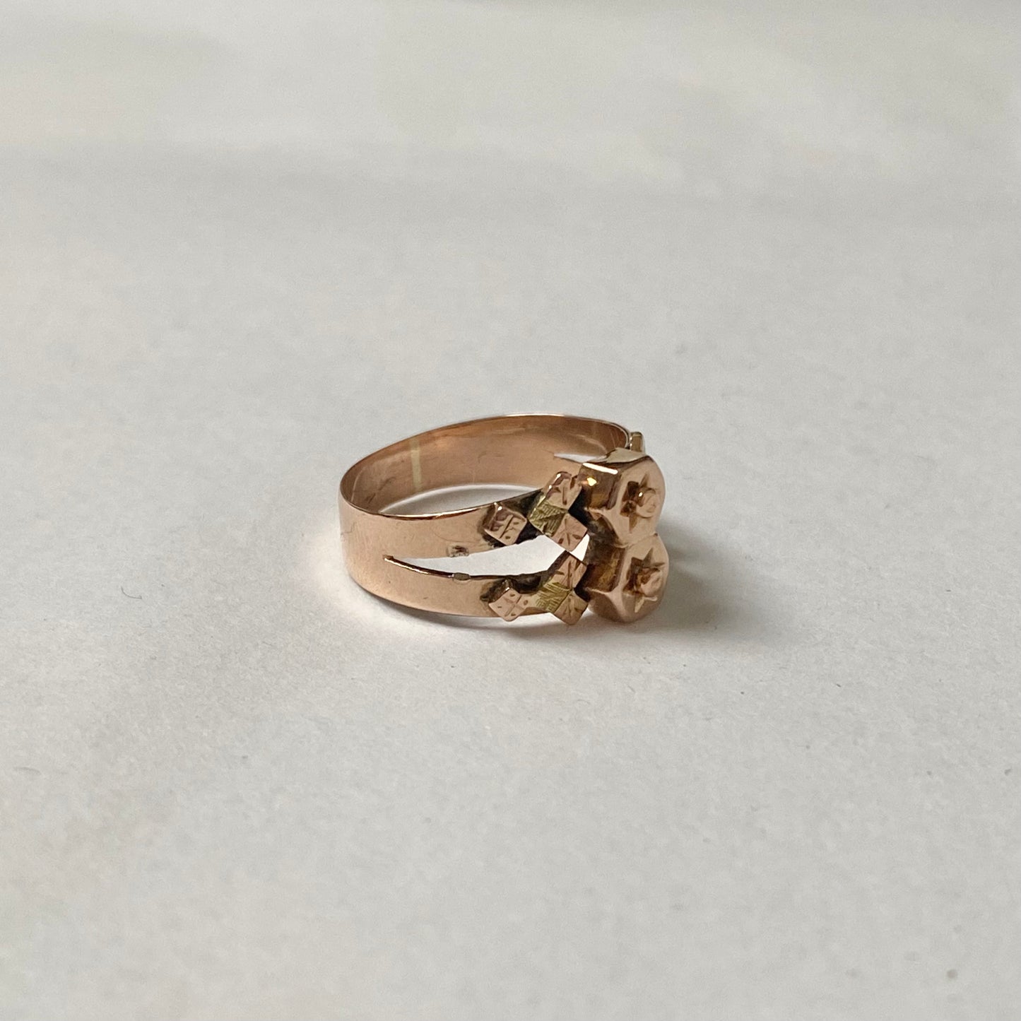 A 19th century fancy geometic gold pinky ring.