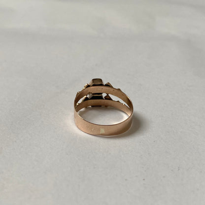 A 19th century fancy geometic gold pinky ring.