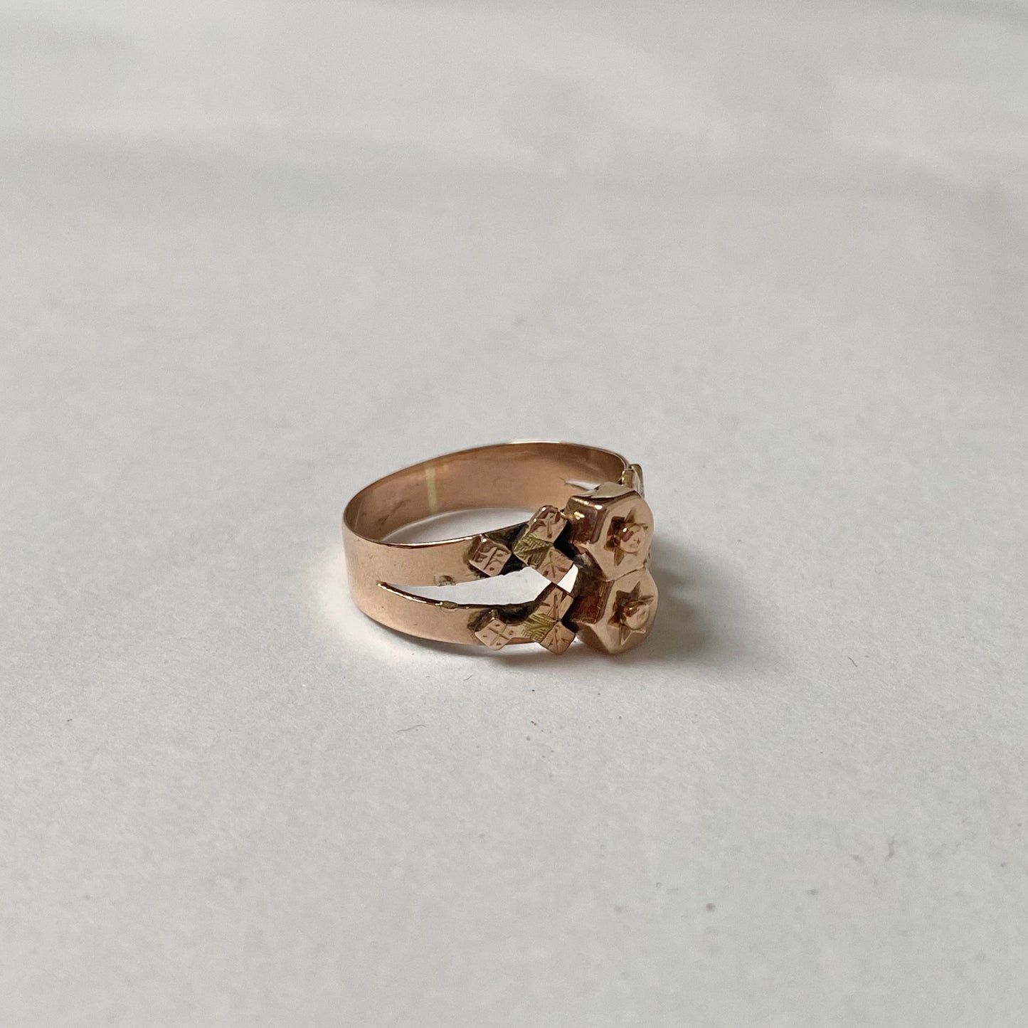 A 19th century fancy geometic gold pinky ring.